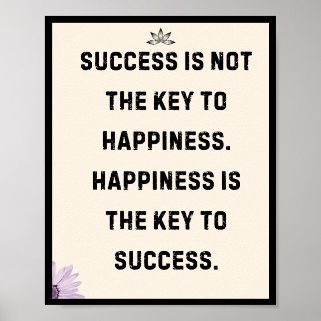 Success is not the key to happiness. Happiness is  Poster (Front)