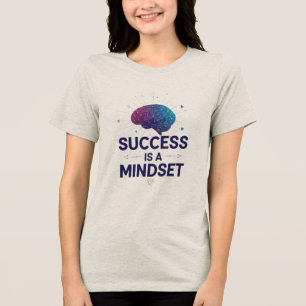 Success Mindset Purple Blue Geometric Brain Quote Tri-Blend Shirt