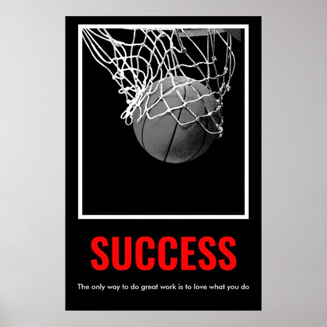 Success Motivational Basketball Trendy Poster (Front)