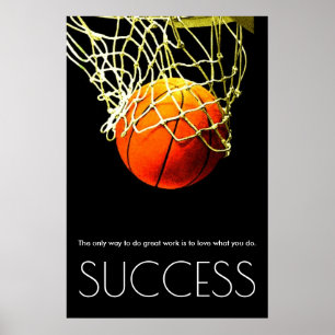 Success Motivational Basketball Trendy Poster