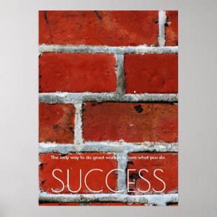 Success Motivational Trendy Stylish Red Wall Brick Poster