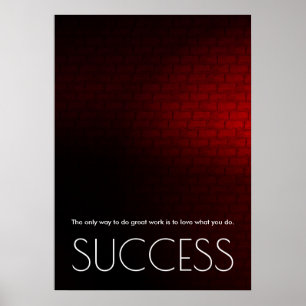 Success Motivational Trendy Stylish Red Wall Poster