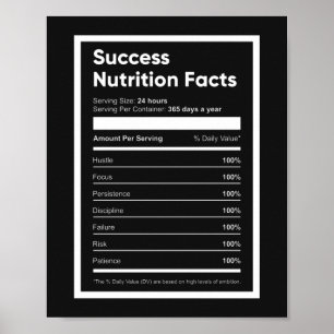 Success Nutrition Facts   Motivational Quote Poster