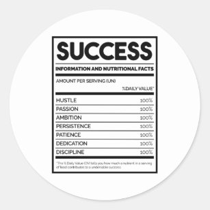 Success Nutritional Facts Classic Round Sticker