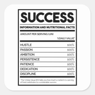 Success Nutritional Facts Square Sticker