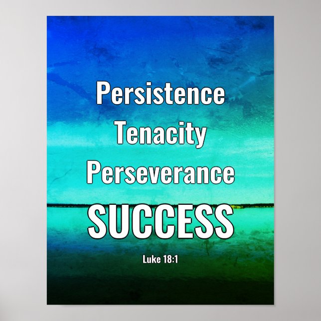 SUCCESS | Persist Persevere | Scripture AQUA Poster (Front)