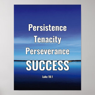 SUCCESS Persist Persevere Scripture BLUE Poster