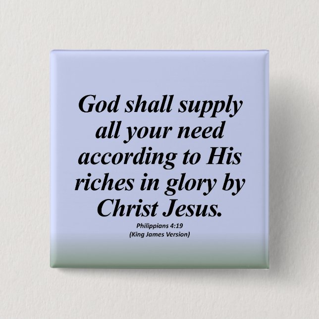 Success Philippians 4:19 Abbrev 15 Cm Square Badge (Front)