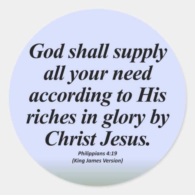 Success Philippians 4:19 Abbrev Classic Round Sticker (Front)