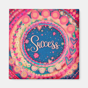 Success Pink Pretty Fun Floral Inspirivity Magnet