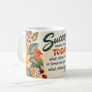 Success quote artsy floral painting coffee mug