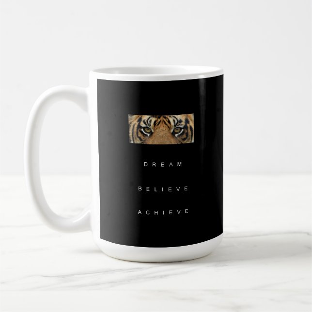 Success Quote Tiger Template Dream Believe Achieve Coffee Mug (Left)