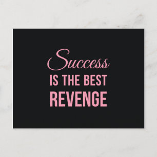Success Revenge Inspirational Quote Black Pink Postcard