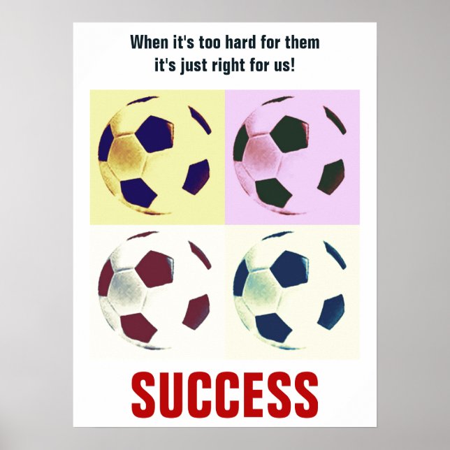 Success Soccer Football Motivational Inspirational Poster (Front)