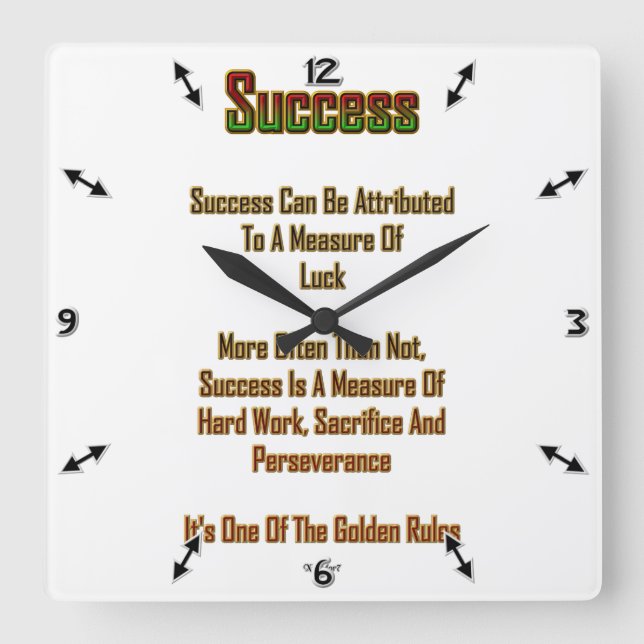 Success Square Wall Clock (Front)