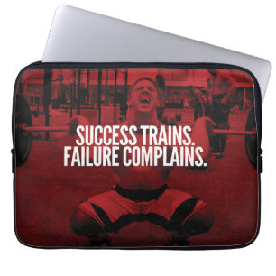 Success Trains Failure Complains. Gym Motivational Laptop Sleeve