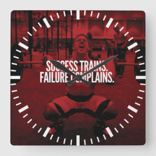 Success Trains Failure Complains. Gym Motivational Square Wall Clock