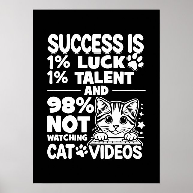 Success vs Cat Videos - Funny Cute Motivational Poster (Front)