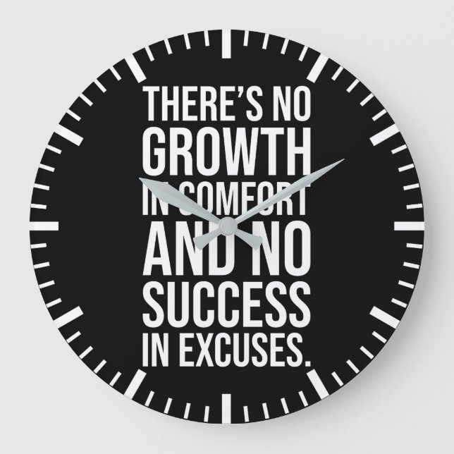 Success vs Comfort - Hustle Grind Motivational Large Clock (Front)