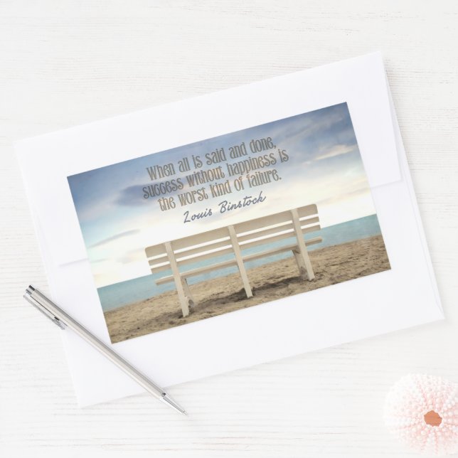 "Success without happiness" Inspirational Quote Rectangular Sticker (Envelope)