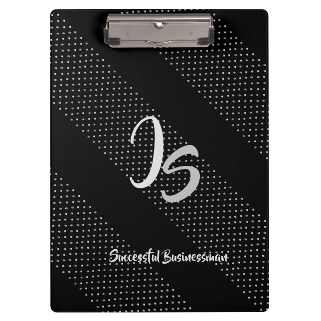 "Successful Businessman" Personal Silver Monogram Clipboard (Front)