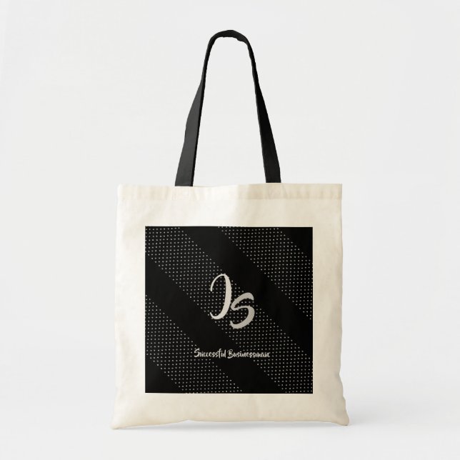 "Successful Businessman" Personal Silver Monogram Tote Bag (Front)
