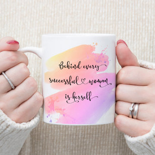 Successful Woman Chic Pink Watercolor Typography Two-Tone Coffee Mug