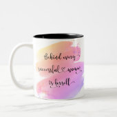 Successful Woman Chic Pink Watercolor Typography Two-Tone Coffee Mug (Left)