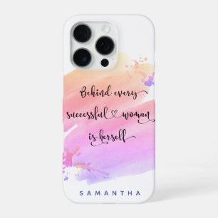 Successful Woman Pink Watercolor Script Typography iPhone 16 Pro Case