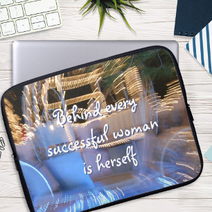 Successful Woman Quote Script Gold Coach Photo Laptop Sleeve