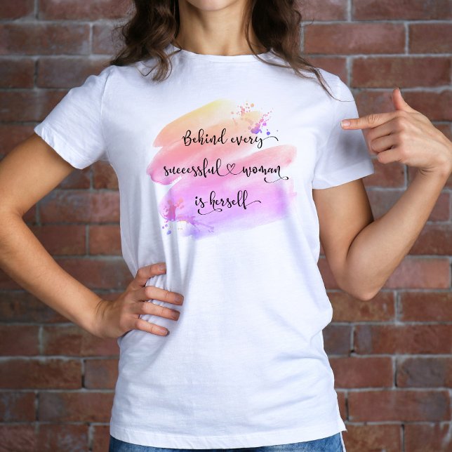 Successful Woman Quote Script Pink Watercolor Bold T-Shirt (Creator Uploaded)