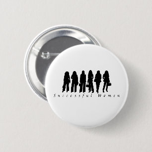 Successful Woman Silhouette Round Button