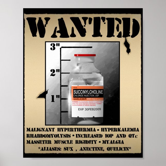 Succinylcholine Most Wanted Poster (Front)