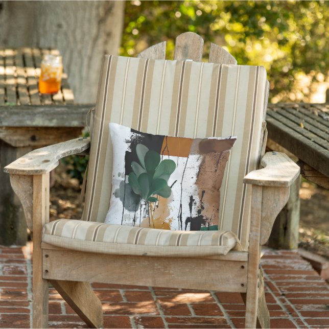 Succulants and splatter abstract art cushion (Chair)