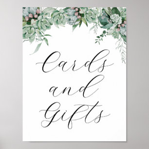 Succulent and Eucalyptus Cards and Gifts Sign