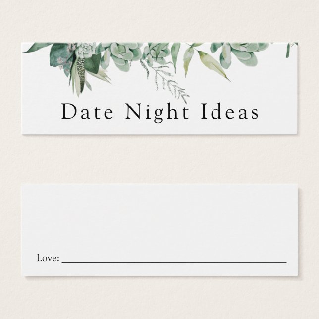 Succulent and Eucalyptus Date Night Idea Card (Front & Back)