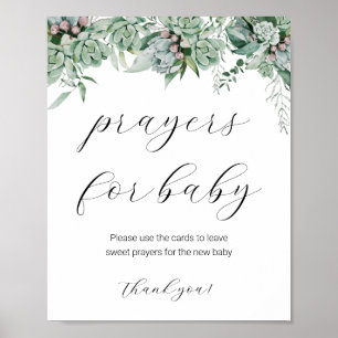 Succulent and Eucalyptus Greenery for Baby  Poster