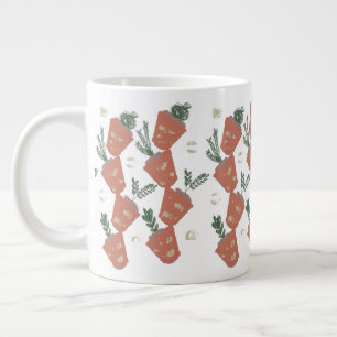 Succulent and Fern Terracotta Pots Greenery Large Coffee Mug