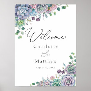 Succulent and Greenery Wedding Welcome Sign