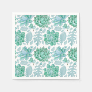 Succulent and leaf pattern paper napkins 3717