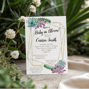 Succulent Baby In Bloom baby shower invitation