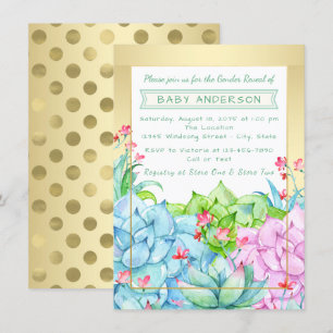 Succulent Baby Shower Gender Reveal Invitations