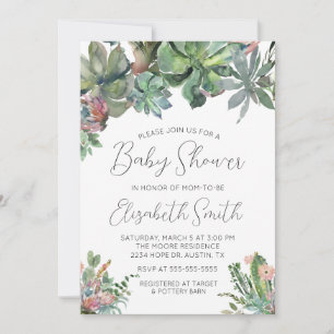 Succulent Baby Shower Invitation