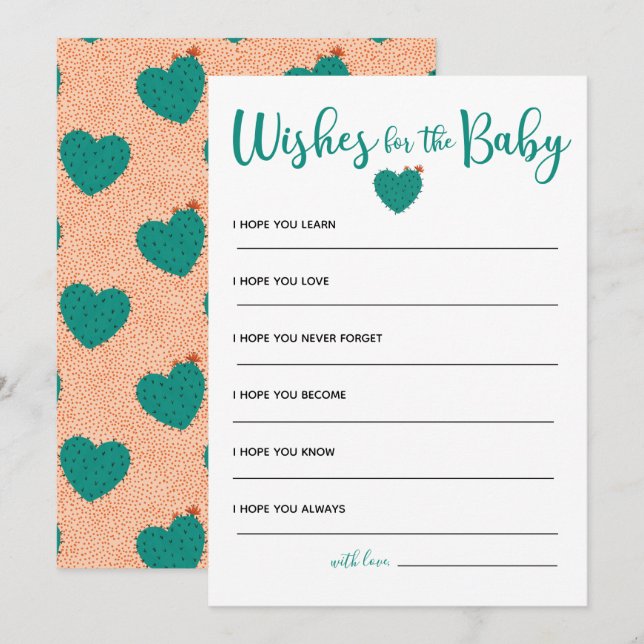 Succulent Baby Shower Wishes For Baby Invitation (Front/Back)