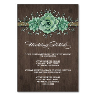 Succulent Baby's Breath Wedding Enclosure Cards