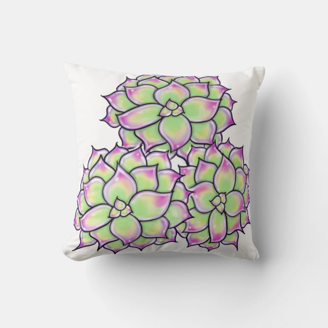 Succulent Bloom Colourful Succulents, cacti desert Cushion (Front)