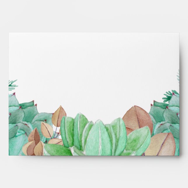 Succulent Bouquet Botanical Floral Wedding Envelope (Front)