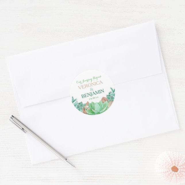 Succulent Bouquet Botanical Floral Wedding Favor Classic Round Sticker (Envelope)