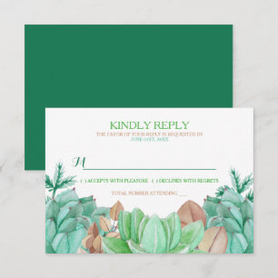 Succulent Bouquet Botanical Floral Wedding RSVP Card