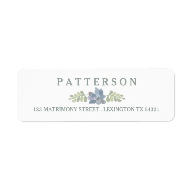 Succulent Bouquet Floral Wedding Return Address Label (Front)